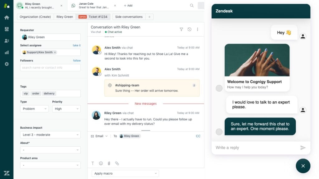 Zendesk painel de suporte
